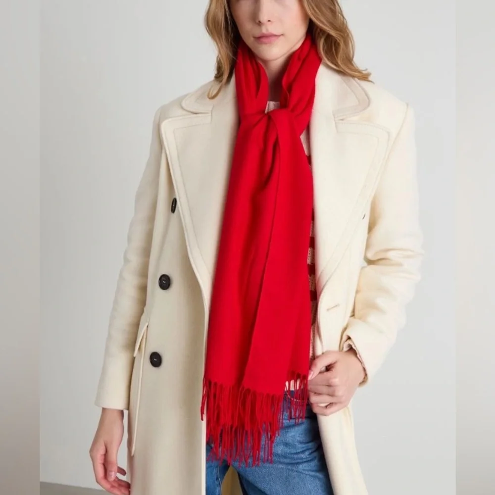 NWOT Marella by Max Mara Stole with Fringes Color:Red Sz: OS Fall/Winter/Holiday